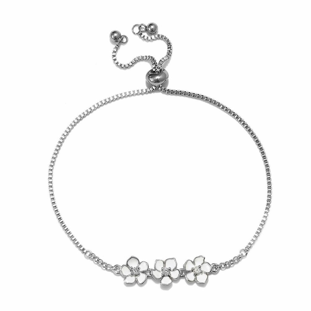 STERLING SILVER DIAMOND ACCENT BOLO BRACELET